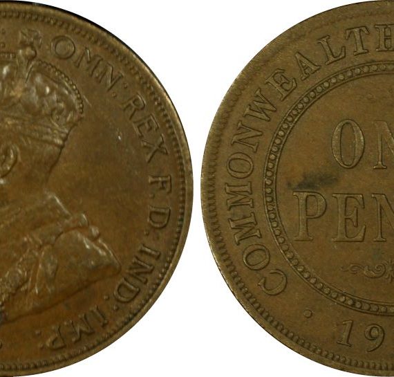 1914 Australia Penny in PCGS AU58