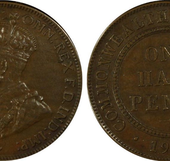 1923 half penny. High grade AU50