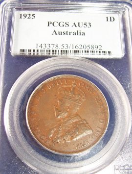 1925 Penny PCGS AU53 - graded about unc