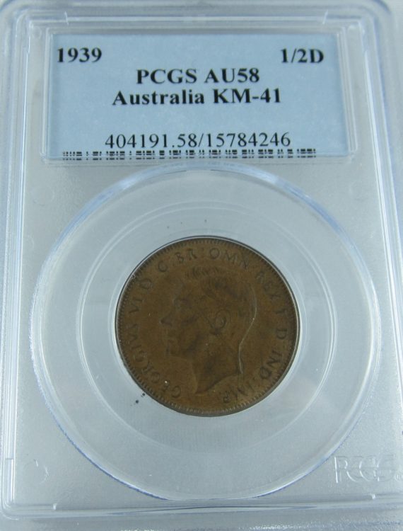 1939 Roo Half Penny PCGS AU58