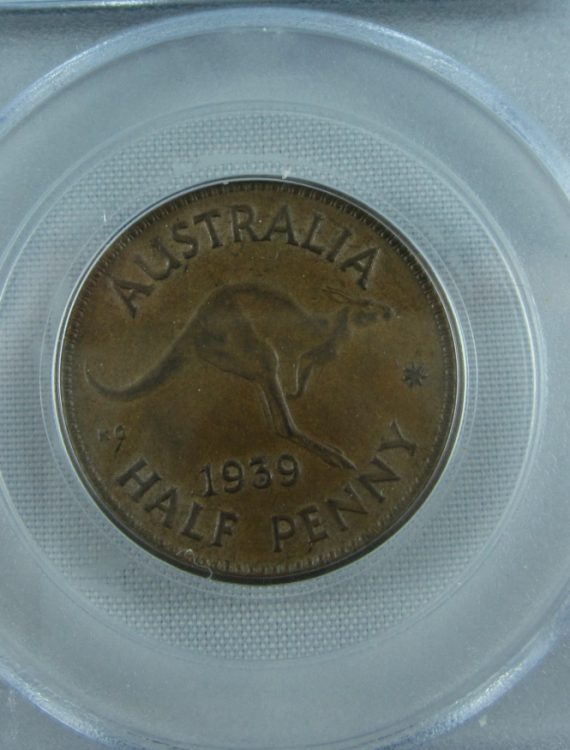 1939 Roo Half Penny PCGS AU58