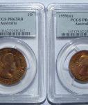 1959 Melbourne PROOF Penny PCGS graded PR62RB. Scarce with red