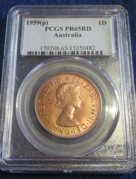 1959 Perth Proof Penny in PCGS PR65RD