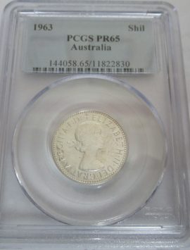 1963 Proof shilling in PCGS PR65