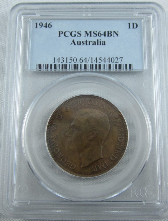 1946 Australian Penny. Guaranteed genuine. Choice coin PCGS MS64