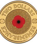 Remembrance Day $2 Commemorative Coin with Colour Poppy Imprint