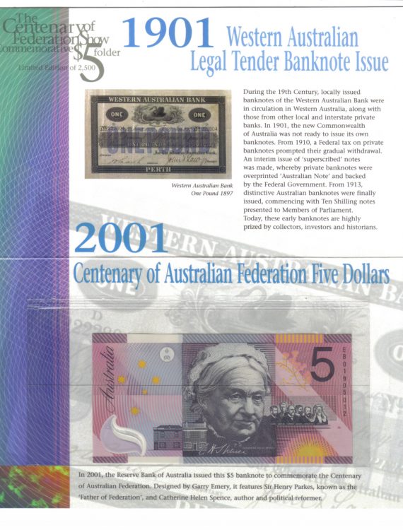 ANDA Ltd Ed Centenary of Federation $5 folder