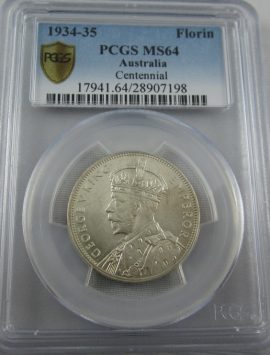 1934/5 Centenary Florin MS64 - outstanding coin