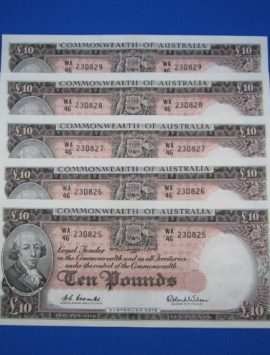 Coombs Wilson R63 Ten Pound Note, Choose from a run of 5