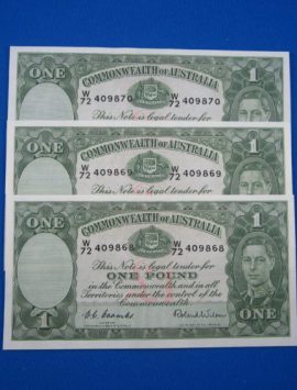 1952 One Pound Coombs Wilson 1st prefix. Buy 1,2 or 3!