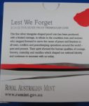 2014 $5 Fine Silver Proof LEST WE FORGET Triangular Coin