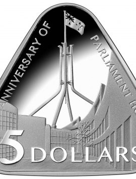 2013 $5 Parliament House Triangle Shaped SILVER PROOF Coin.