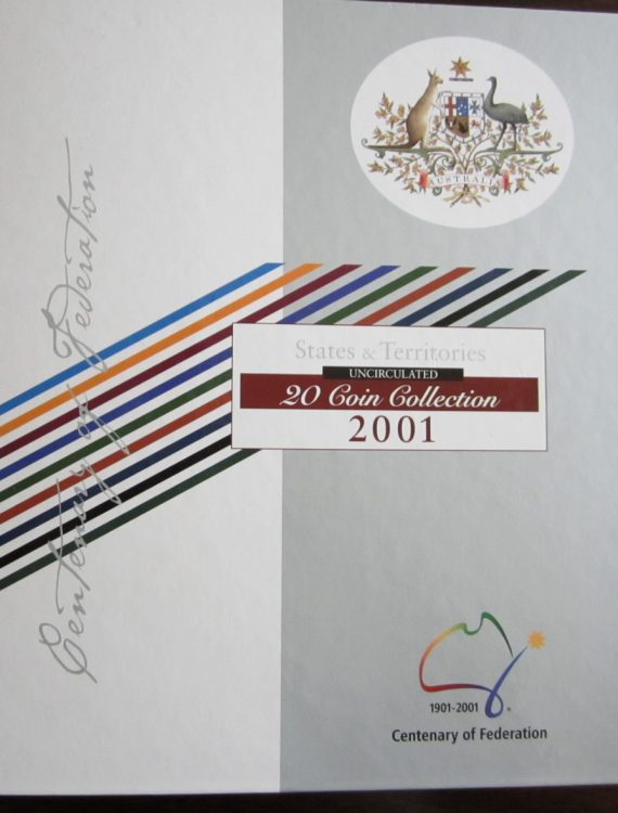 Centenary of Federation 20/50 cent set in folder