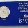 1988 1oz Platinum $100 coin in INVESTMENT COINS holder